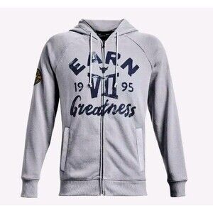 Under Armour Project Rock Hoodie Mens S Full Zip Gray Earn Greatness